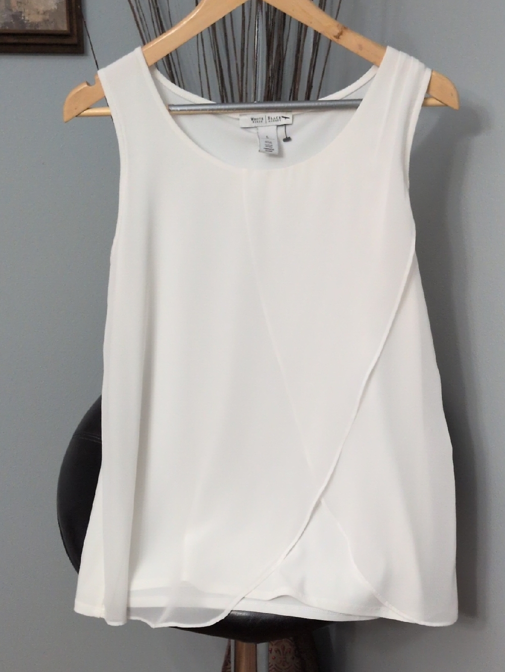White House Black Market White Layered Draped Sleeveless Camisole